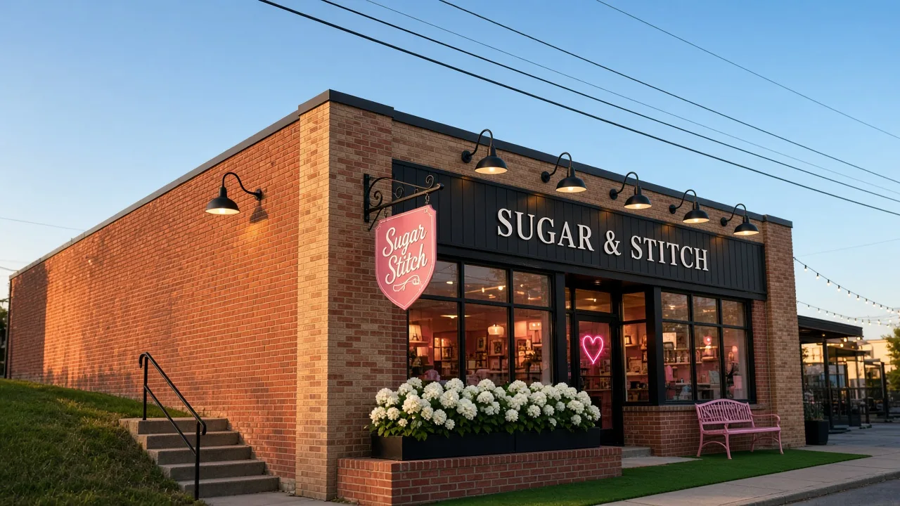 The Sugar & Stitch storefront at 13 River St, Collinsville, CT